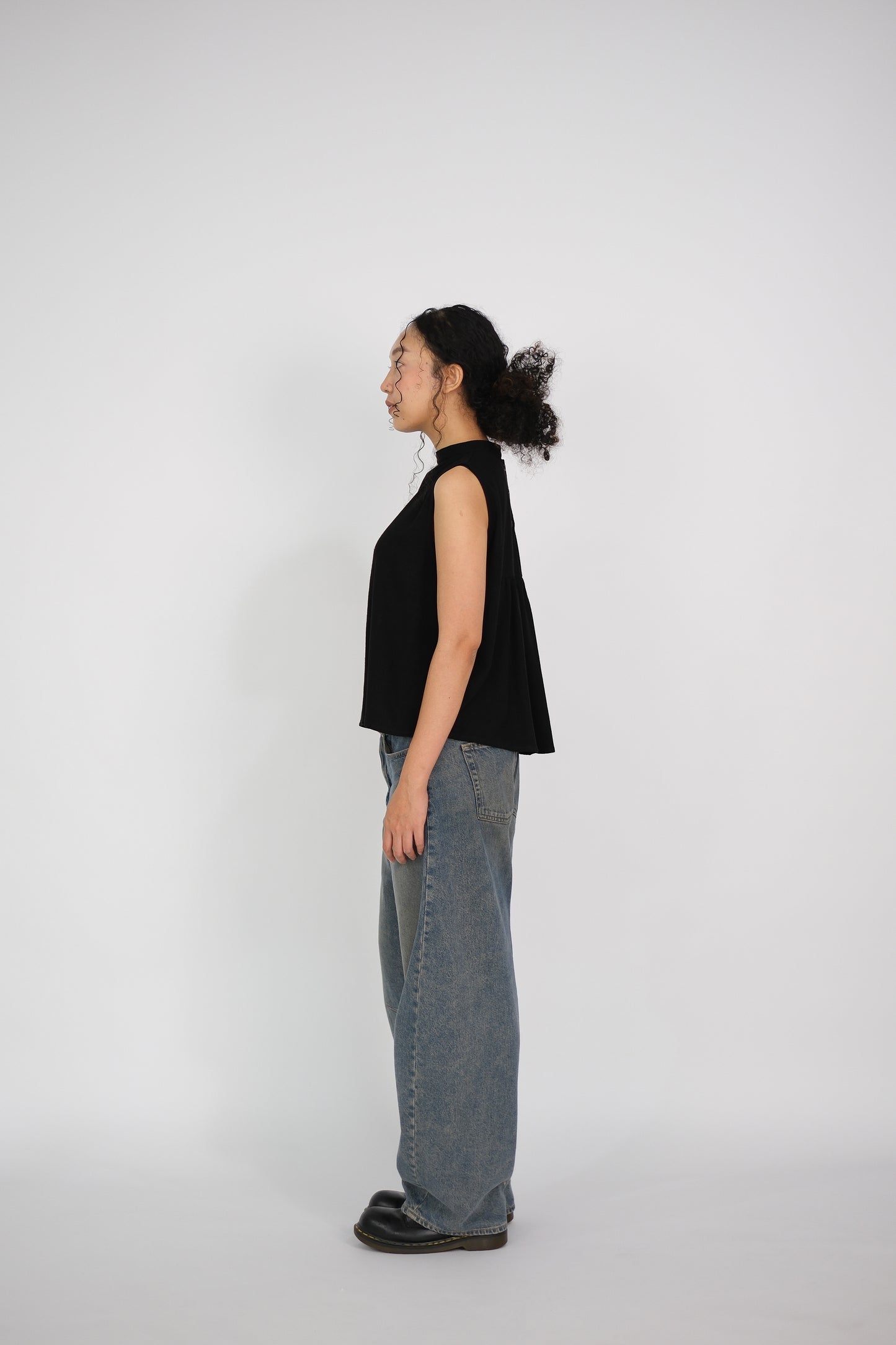 back-gathered sleeveless top