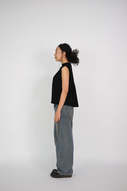 back-gathered sleeveless top