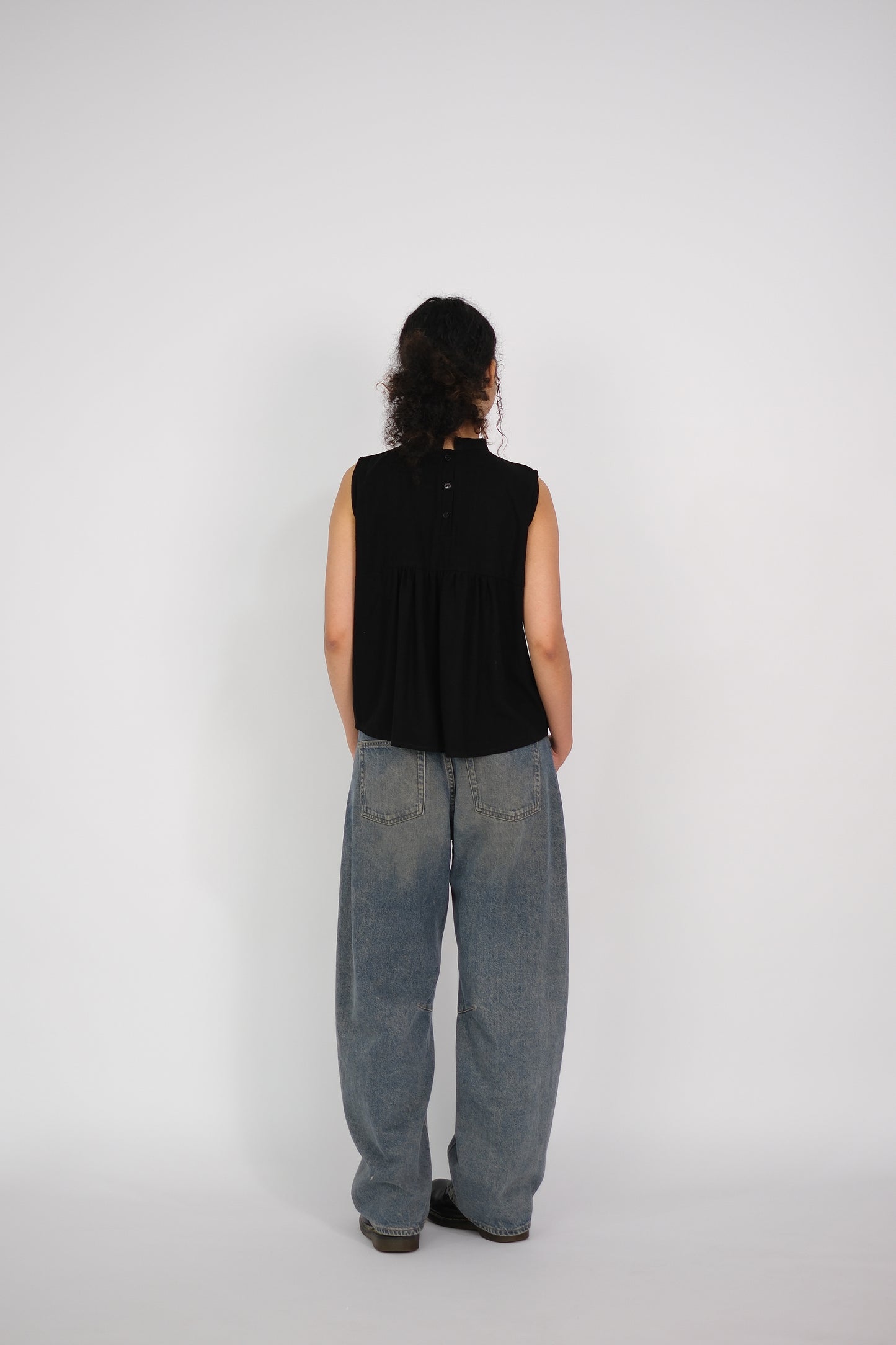 back-gathered sleeveless top