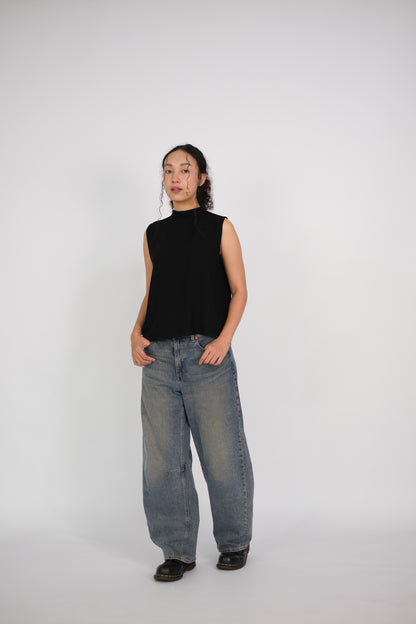 back-gathered sleeveless top