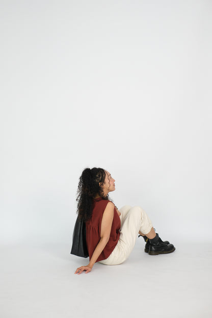 back-gathered sleeveless top