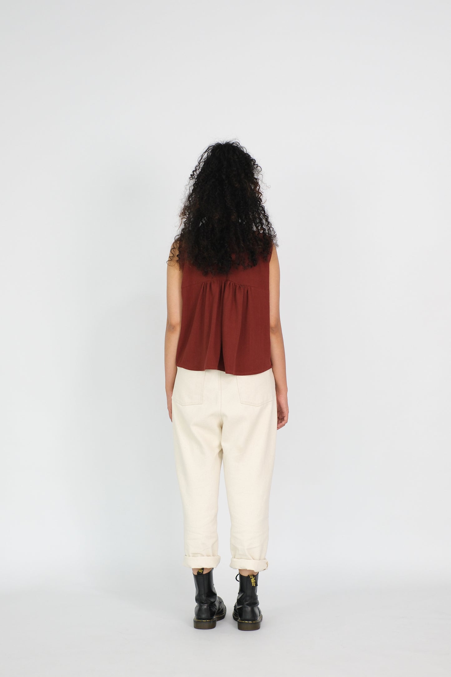 back-gathered sleeveless top